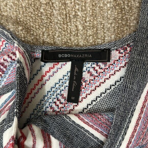 BCBGmaxazria Spaghetti Strap Dayln Stripe Jacquard Maxi Slit Dress Women Medium - Picture 9 of 10